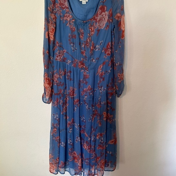Sundance Meadows Explored Long Sleeve Midi Dress in Blue Combo Size S - Picture 3 of 7